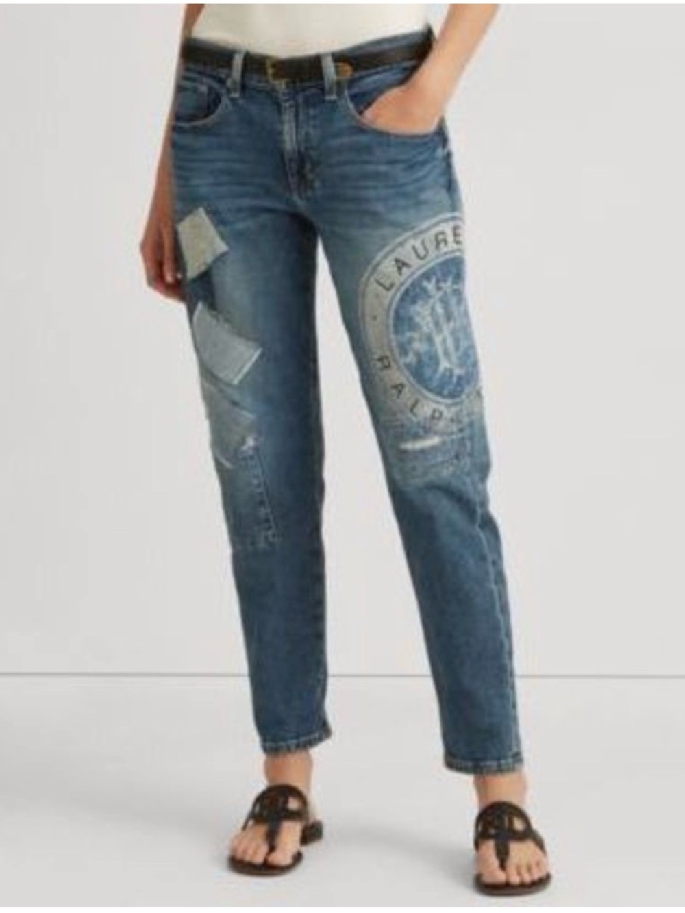 Ralph Lauren black label Provence Wash Relaxed Tapered Logo Jeans size 2
